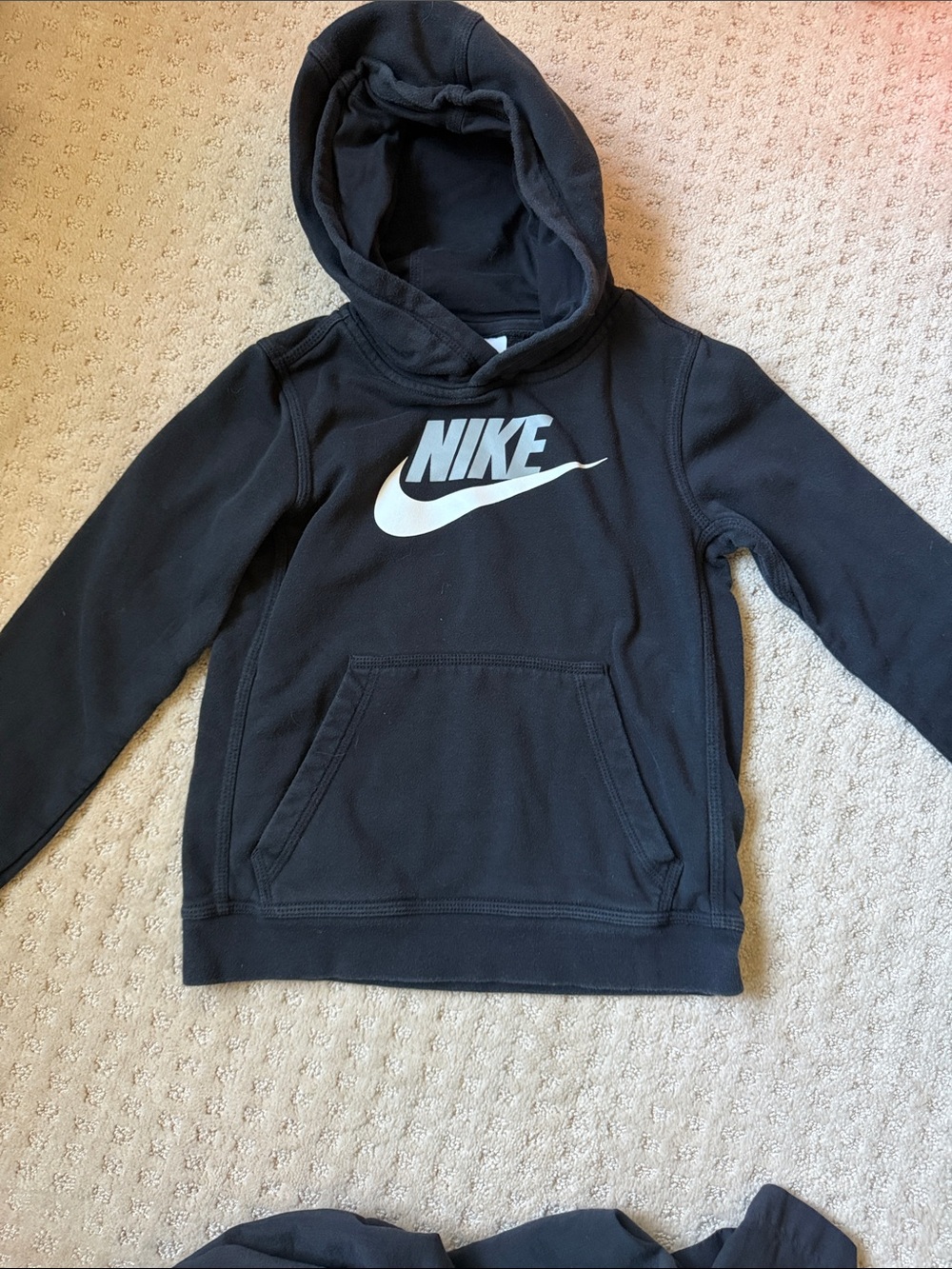 Nike Black Kids Hoodie with White Swoosh Logo